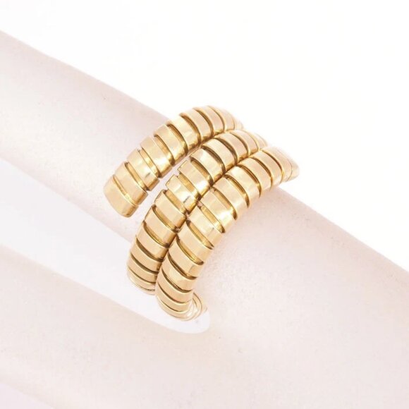 BVLGARI Bulgari Tubogas Snake Ring size US6.5 18k Yellow Gold 750 Auth w/Box - Picture 2 of 8